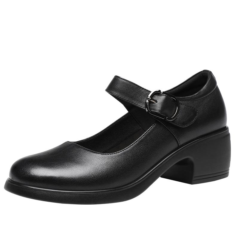 Red Dragonfly Women's Retro Mary Jane Chunky Heel Flats