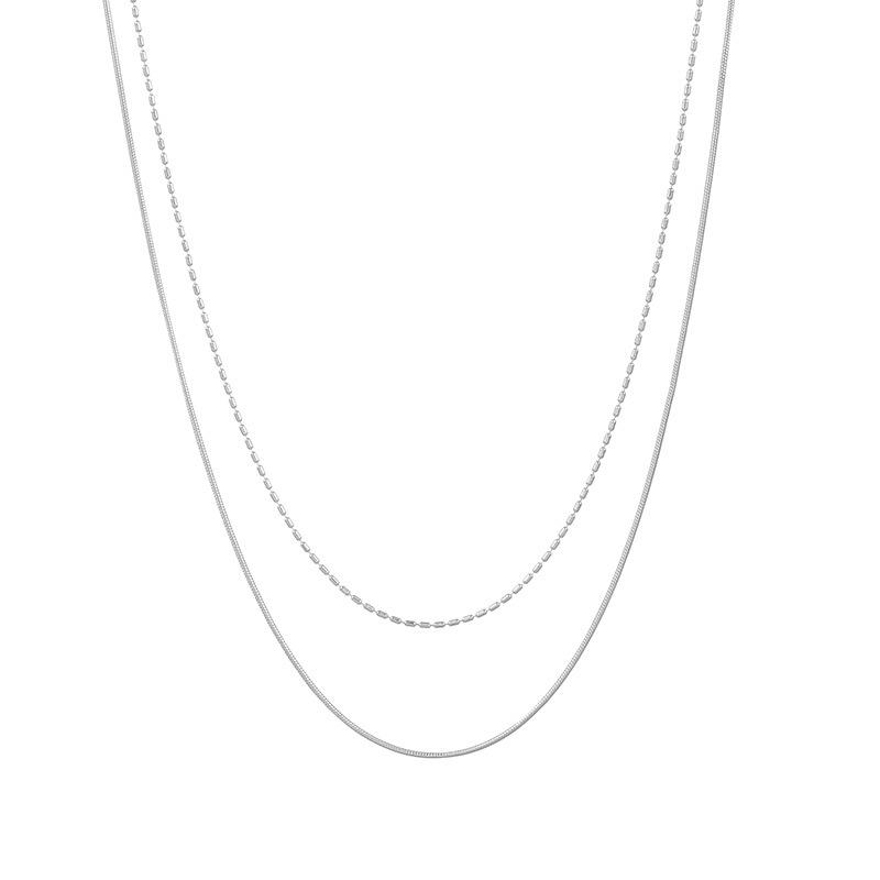 Banyan Tree S925 Silber Doppellagige Asymmetrische Kugel Pullover Halskette - Koreanischer Stil, Herbst/Winter Kollektion für Damen