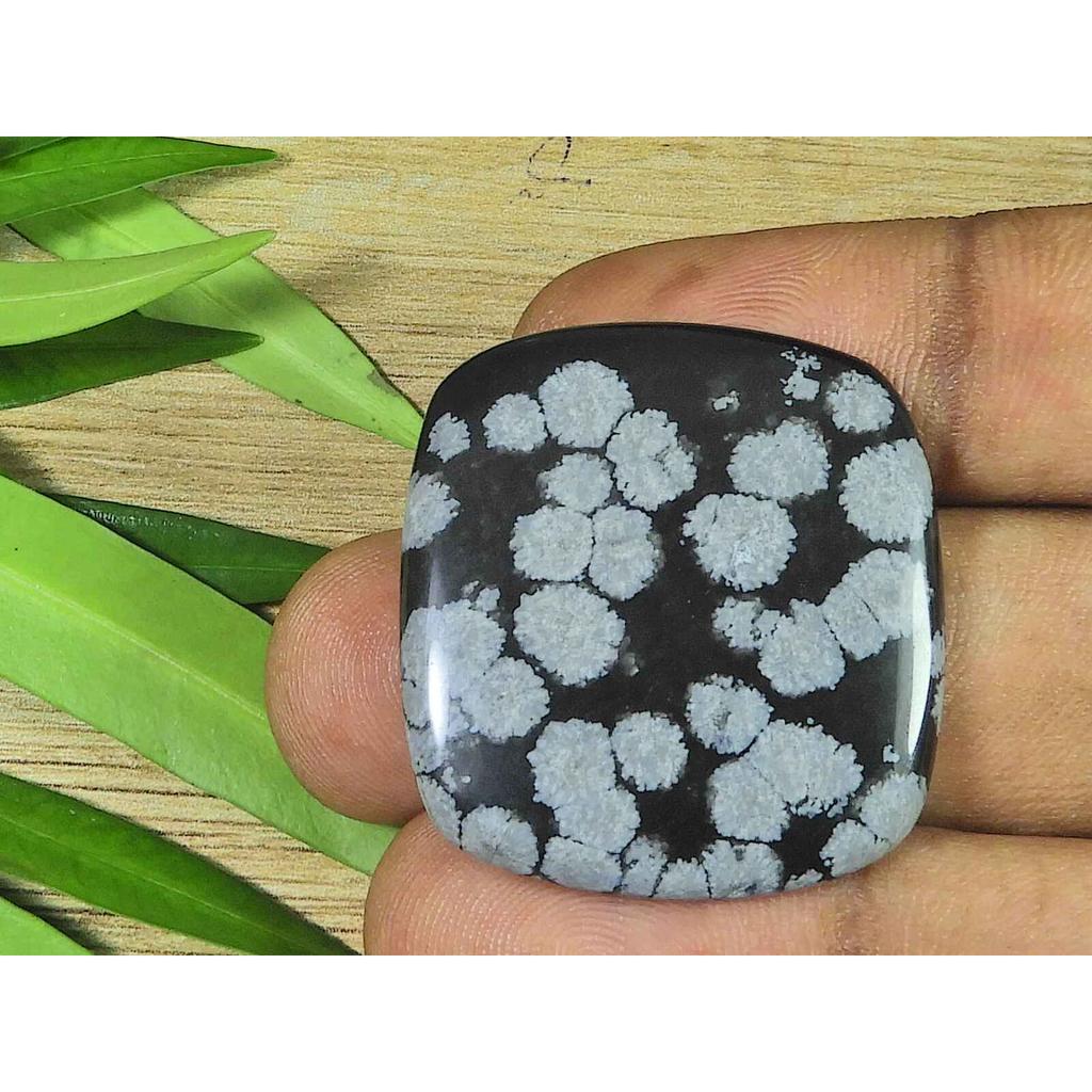29X31X03MM Naural Snowflake Obsidian Octagon Cabochon Loose Gemstone 32Cts. SK-3783