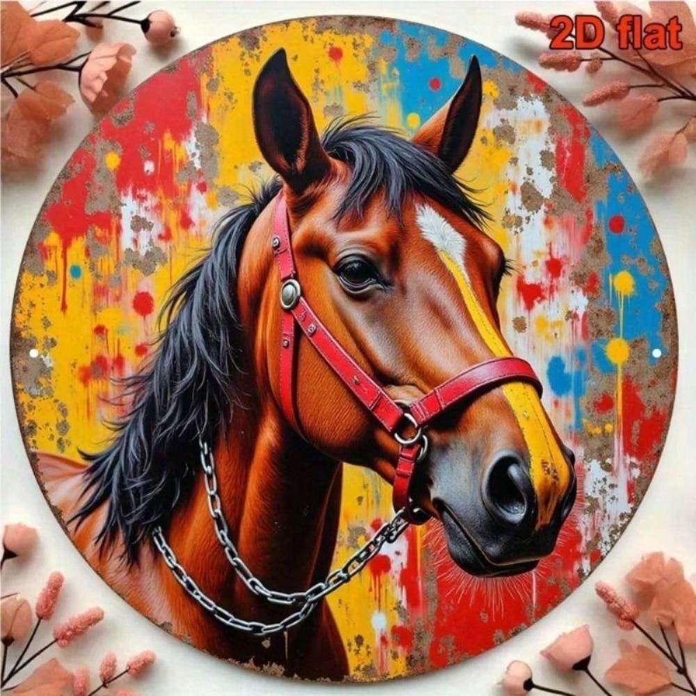 Metal Poster Horse Head Retro Aluminum 8x8 Inch for Bar Wall Decor