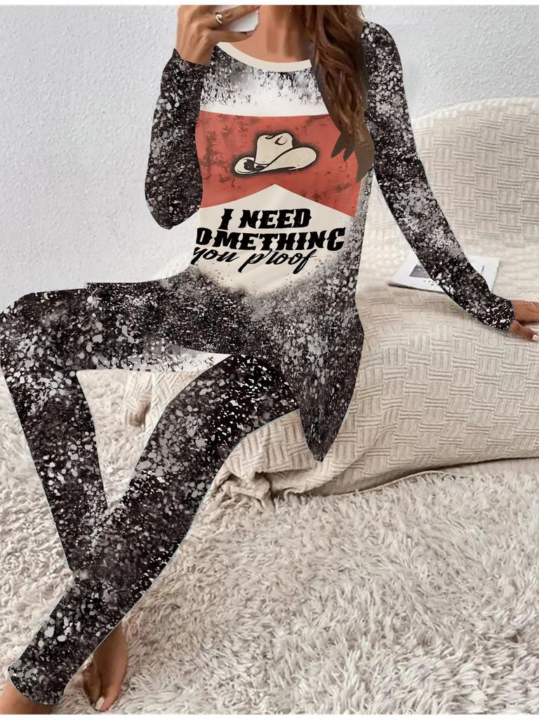 Euroamerikanische Mode 3D Leopardenmuster Damen Vier-Jahreszeiten Langarm T-Shirt + Lange Hose Zweiteiliges Set. Perfektes Geschenk