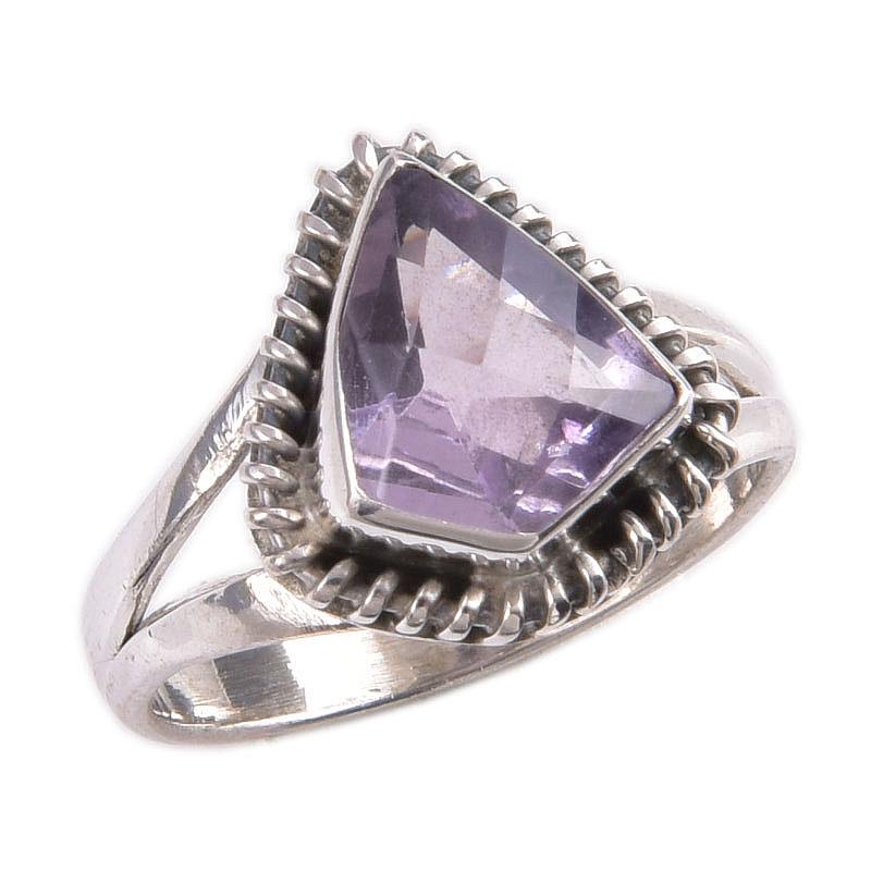 Natural Pink Amethyst Gemstone Handmade 925 Solid Silver Jewelry Ring S.5.5 L8k53