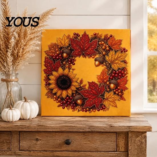 Autumn Craft Kits for Beginners Pumpkin Faux Pearl Art Kit, Fall Wreath Painting Harvest Festival Party Favors 3D Bead Kit Adults Beginners, Home Wall