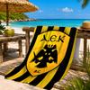 Asciugamano da Spiaggia con Stemma Calcio Aek, Asciugatura Rapida, Facile da Curare, Adatto sia per il Fitness che per le Vacanze al Mare, Essenziale per lo Sport