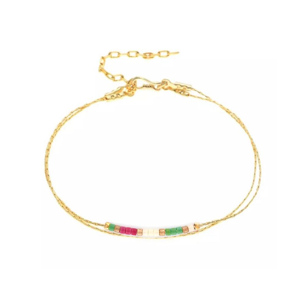 

Модный многослойный золотой браслет-цепочка с бусинами миюки для девочек