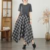 Plus Size High Waist Cotton Vintage Plaid Casual Summer Loose Long for Woman Skirts Womens Skirt