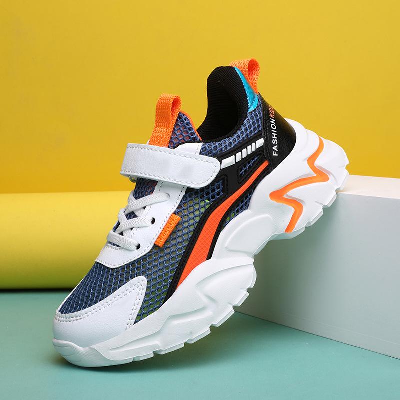 2025 summer new boys shoes medium and large children boys net shoes little white shoes students breathable net surface transportation