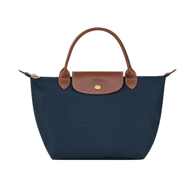Longchamp Short Handle Zipper Snap Closure Tote Bag Women handbags Navy-Blue 1621089P68