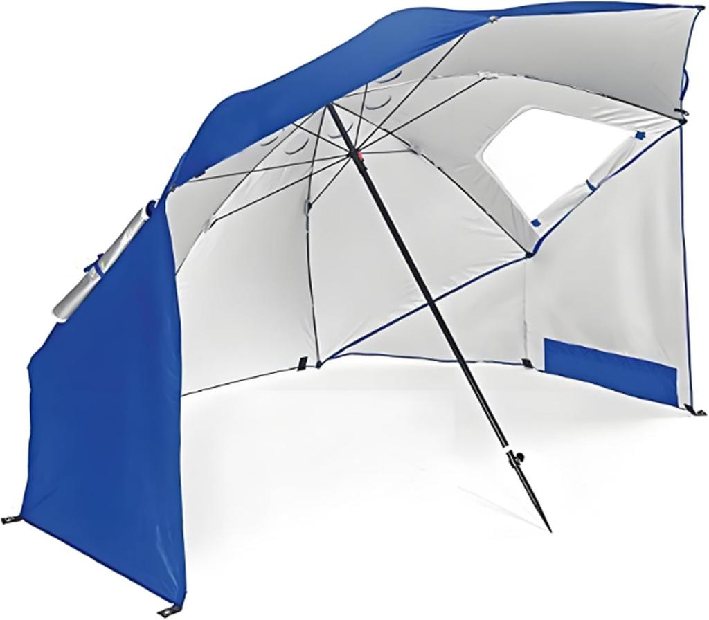 Windproof Beach Umbrella UPF 50+ With Sand Anchor & Tilt Portable Foldable Sunshade For Patio Garden Pool Backyard Lawn Outdoor