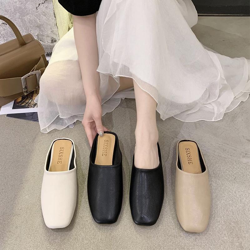 Women's new minimalist and versatile outdoor heelless lazy slippers