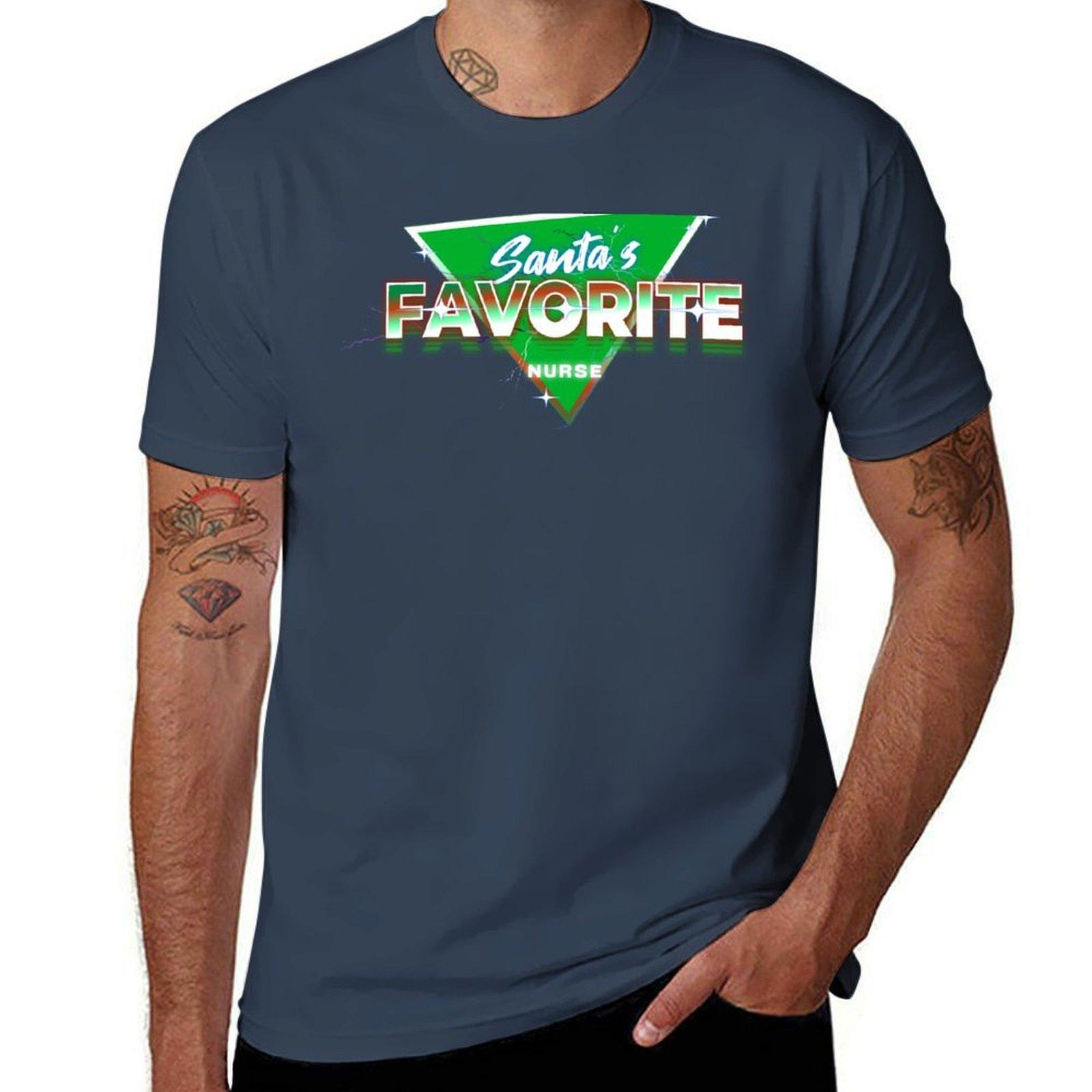 Santas Favorite Nurse Tshirt Comfortable Work Wear Tee S