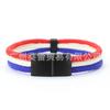 Nationale Flagge Armband Edelstahl Schwarze Schnalle Deutschland Frankreich Spanien Brasilien Ukraine Nationale Flagge Armband Hersteller