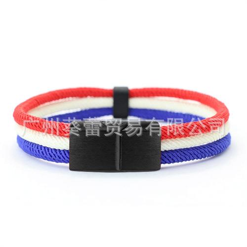Nationale Flagge Armband Edelstahl Schwarze Schnalle Deutschland Frankreich Spanien Brasilien Ukraine Nationale Flagge Armband Hersteller