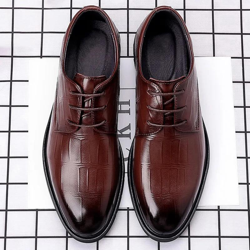 Groom Standard Dance Dress Leather Casual Shoes Men High Heels Men Two Tone Shoes Casual Dress Men Leather Casual Shoes