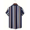 The  men's short-sleeved shirt for summer  features a casual fashionable comfortable and soft 3D vertical pattern print