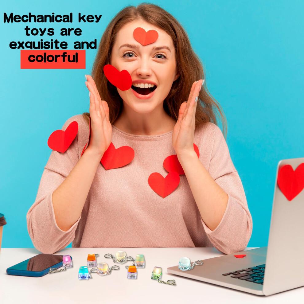 Hoarost 20 Stück Mini-Tastatur-Schlüsselanhänger mit LED-Licht Fidget-Tastenkappe Spielzeug zur Stressbewältigung, 10 Farben