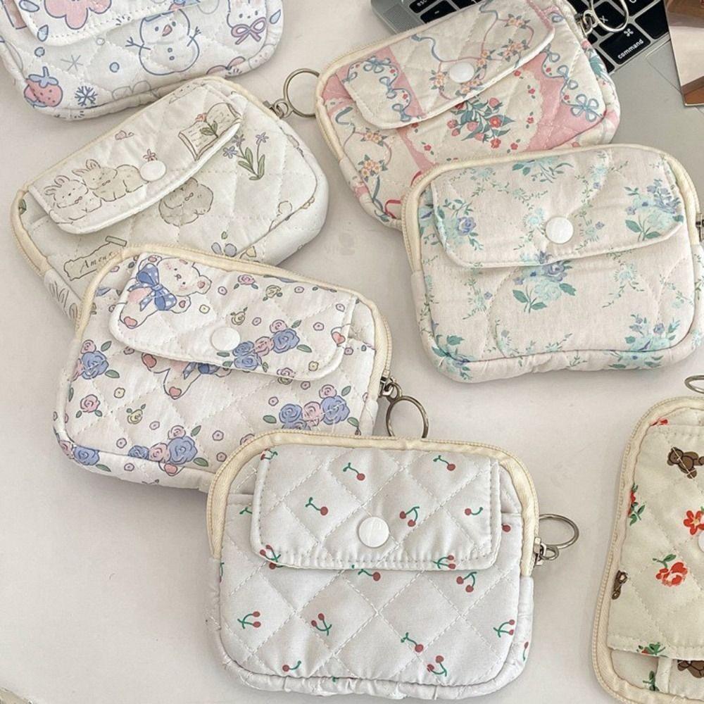 Cartoon Printing Small Makeup Lipstick Bag Kawaii Mini Canvas Storage Bag  Female/Girls