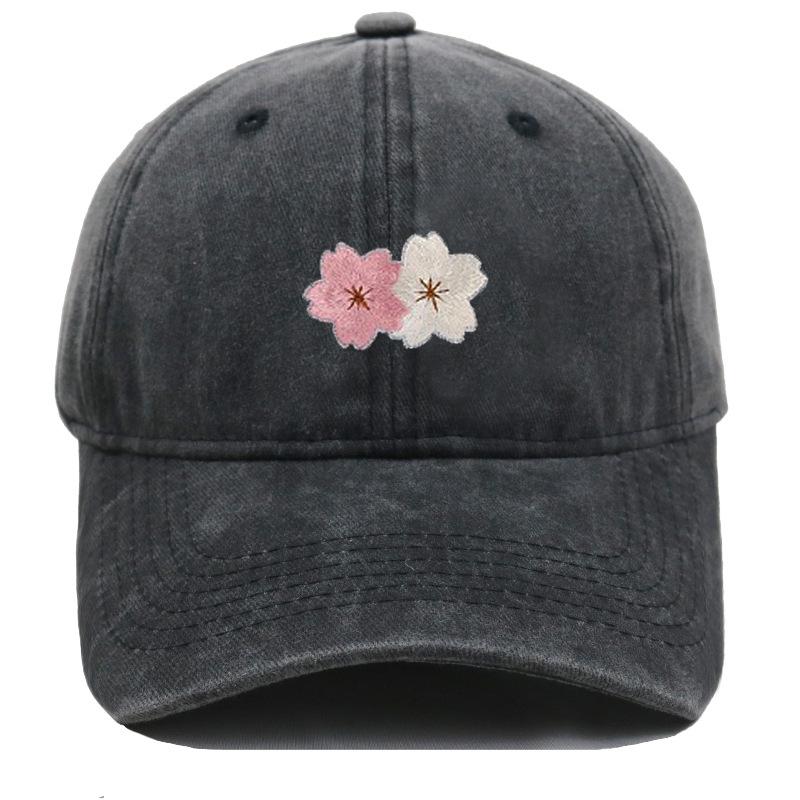 Flower Embroidery 100% Cotton Washed Cherry Blossom Cowboy Hat Summer Hat Luxury Man Hat Golf Designer Golf Women Men'S Dad Hats