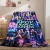 HUNTRIX KPOP Demon Hunters Anime Blanket Cover Flannel Throw Blankets Airplane Travel Portable Ultra-Soft Warm Sleeping Blanket