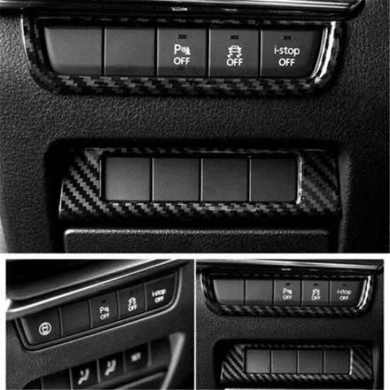 Carbon Fiber 2X Headlight Button Switch Cover Trim For Mazda 3 Axela 2020-2023