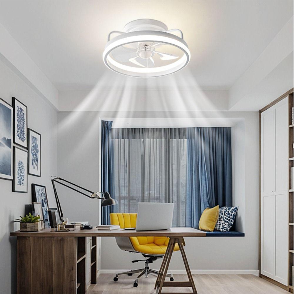 Stepless Dimming Ceiling Lamp 2 in 1 Electric Cordless Fan Creative Ceiling Fan  Office