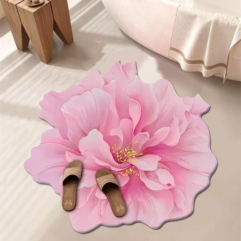 

3D Цветочный Ковер Ванная Комната Впитывающий Бытовой Противоскользящий Грязеотталкивающий Легкий в Уходе Коврик для Ног 60X60 CM
