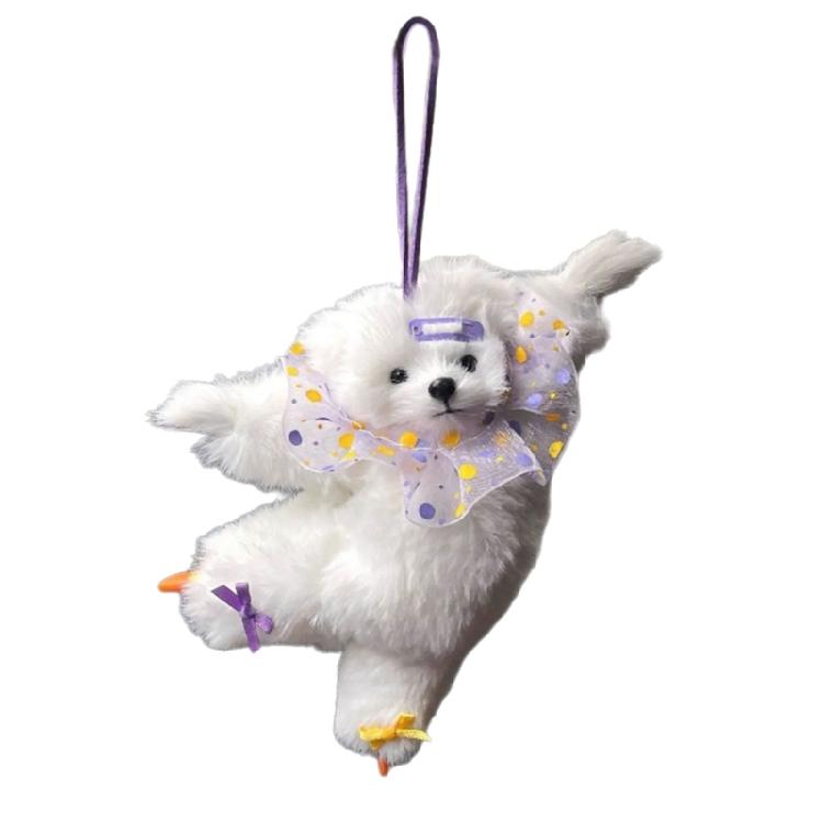 Ballet Bear Keychain Plush Hanging Ornament for Bags Keys Car Interior Pendant Decoration Daily Use Keyring Accessories