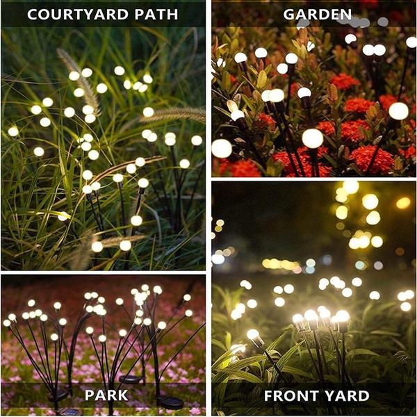 Upgrade 1/2/4 Stück Solar Glühwürmchen Lichter Außen Wasserdicht LED Garten Rasen Lampe Solar Schwingend Sonnenlichtbetrieben Landschaft Hof Terrasse Dekoration