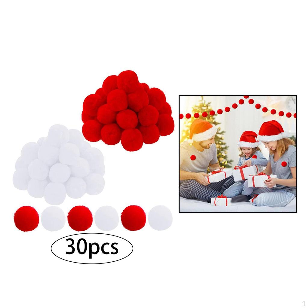 Balls - 30pcs Pompoms for Arts Craft DIY Projects Key Toys Christmas Wedding Party Home Decor