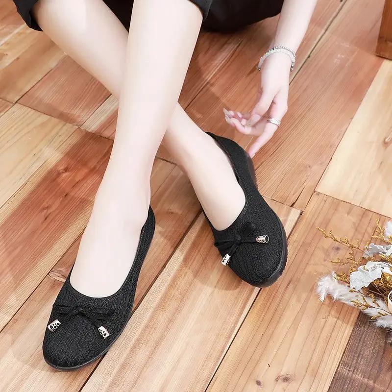 Fashion Ladies Footwear Soft Bottom With Heel Slip-on Breathable Women's Flat Shoes Office Canvas Comfortable and Elegant Lastest Y2k 39