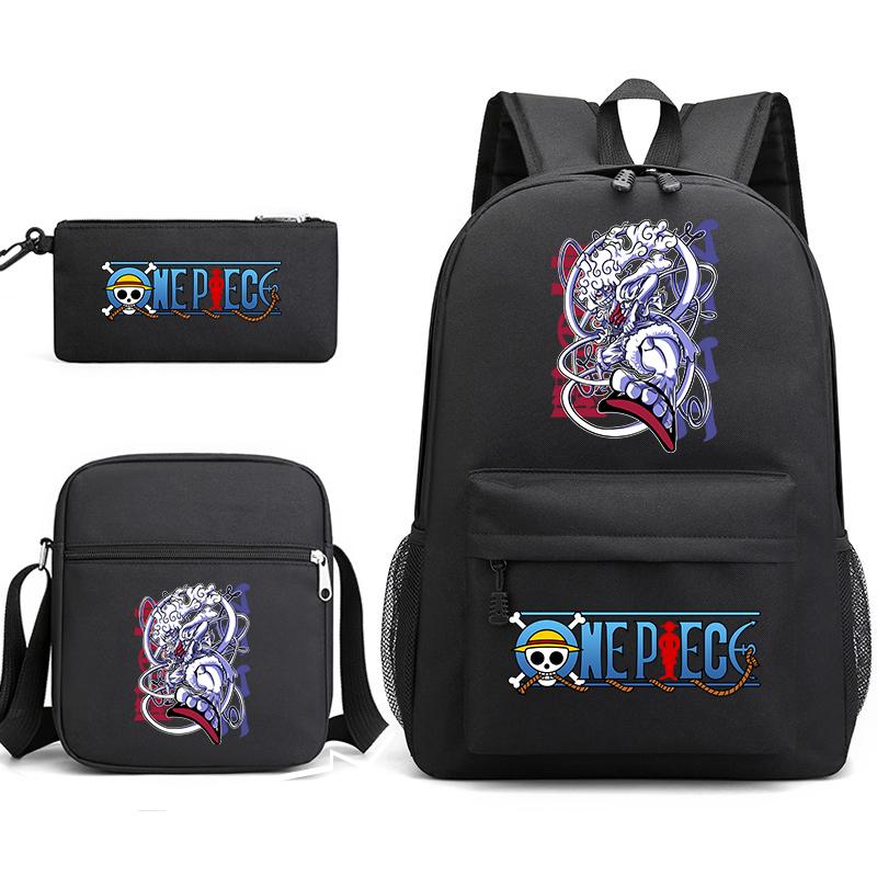 One Piece Luffy Anime Print Student Backpack Set 3 In 1 School Bag for Boys Girls with Pencil Case Tote Shoulder Bag