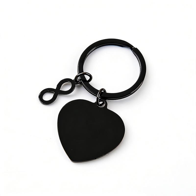 Engravable Heart-Shaped Metal Keychain with Infinity Symbol