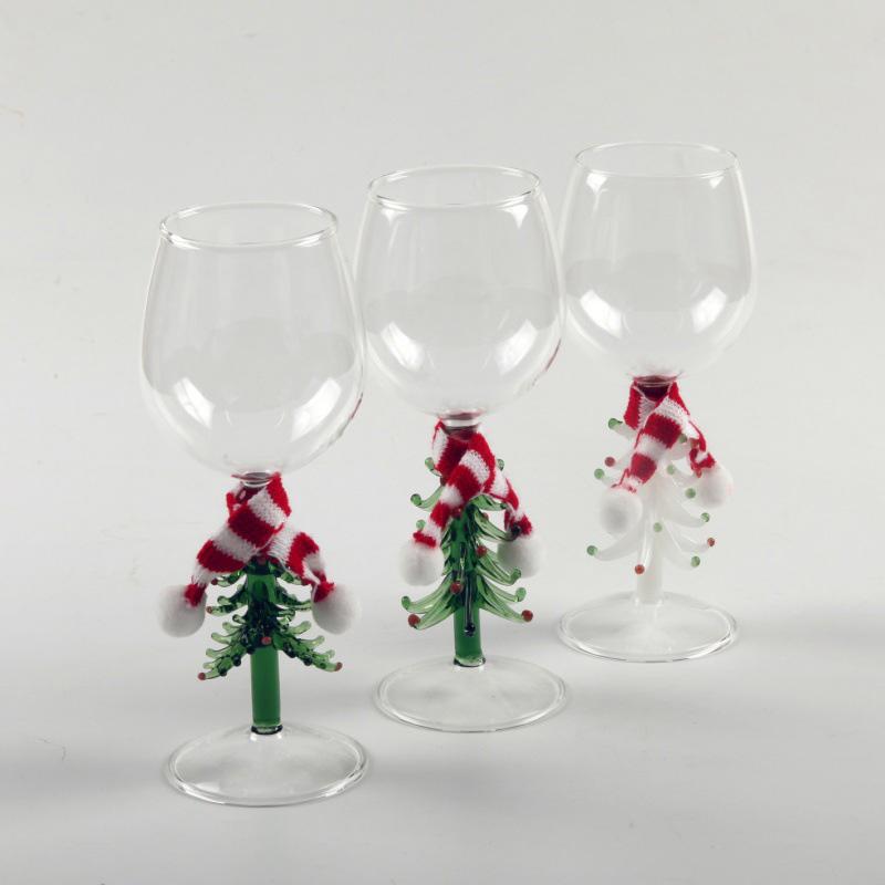 Beverage Drinking Cup for Party Use Glass Cup Elegant with Mini Scarf Christmas Gift Stemwares Wine Glass High Stemmed 1/2pcs