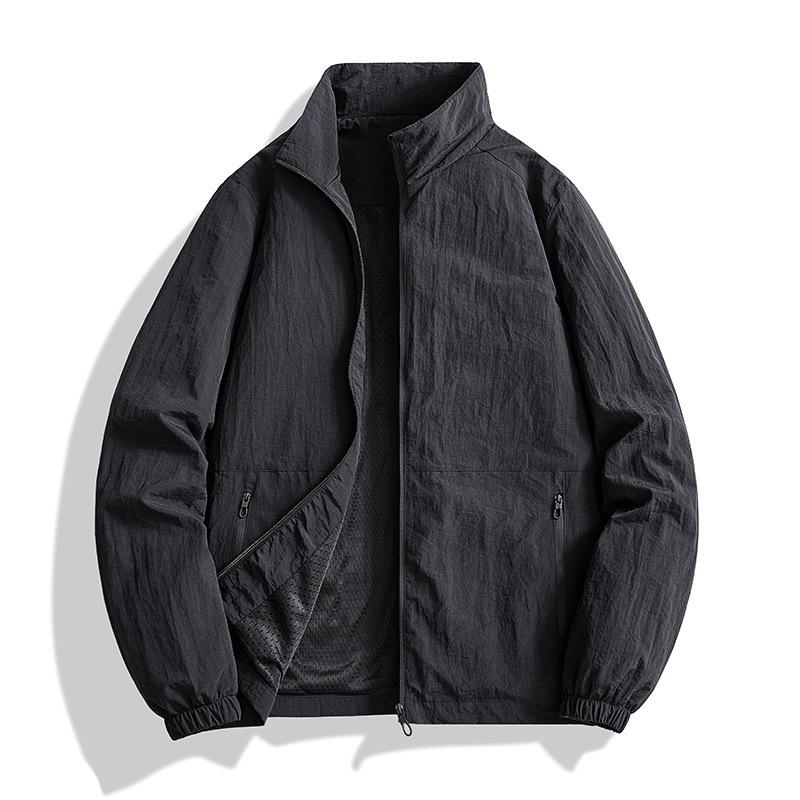 Men Plus Size Stand Collar Casual American Workwear Long Sleeve Jacket