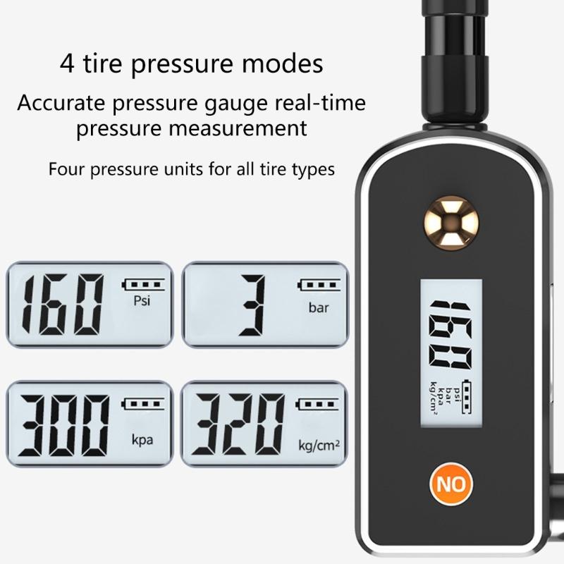 160PSI High Pressure Shock Pump Multi-purpose Bike Floor Pump with Gauge Bicycles Airs Pump for Road Mountain Bike