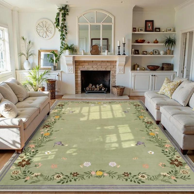 Moderne Bloemen Vloerkleed – Zachte Antislip Machine Wasbare Vloermat voor Woonkamer Slaapkamer, Bank Salontafel Tapijt 160x200cm(62x78in)