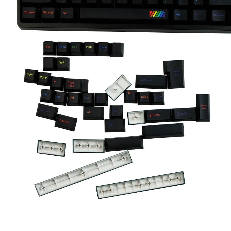 Midnight Rainbow Keycaps PBT Dye Sub for MX Hes  Mechanical Keyboard 142 Keys Fits 61 63 64 65 67 68 80