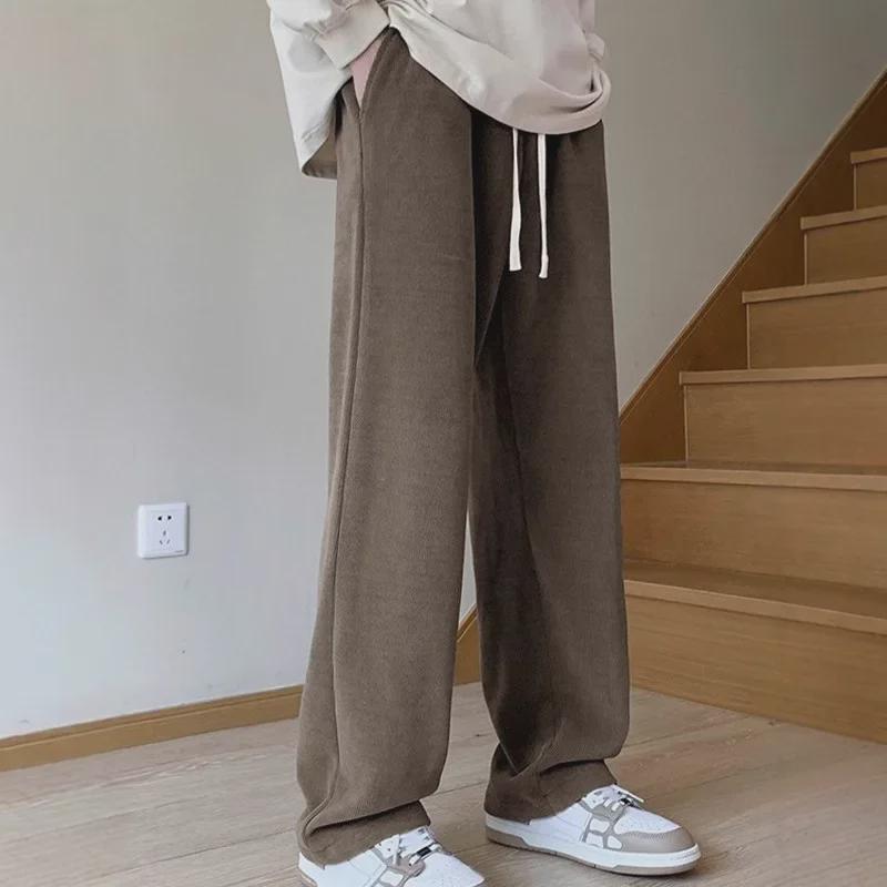 Chaolun Men's Corduroy Straight Casual Pants, New Autumn Plus Velvet, Loose Fit, Long Sports Pants