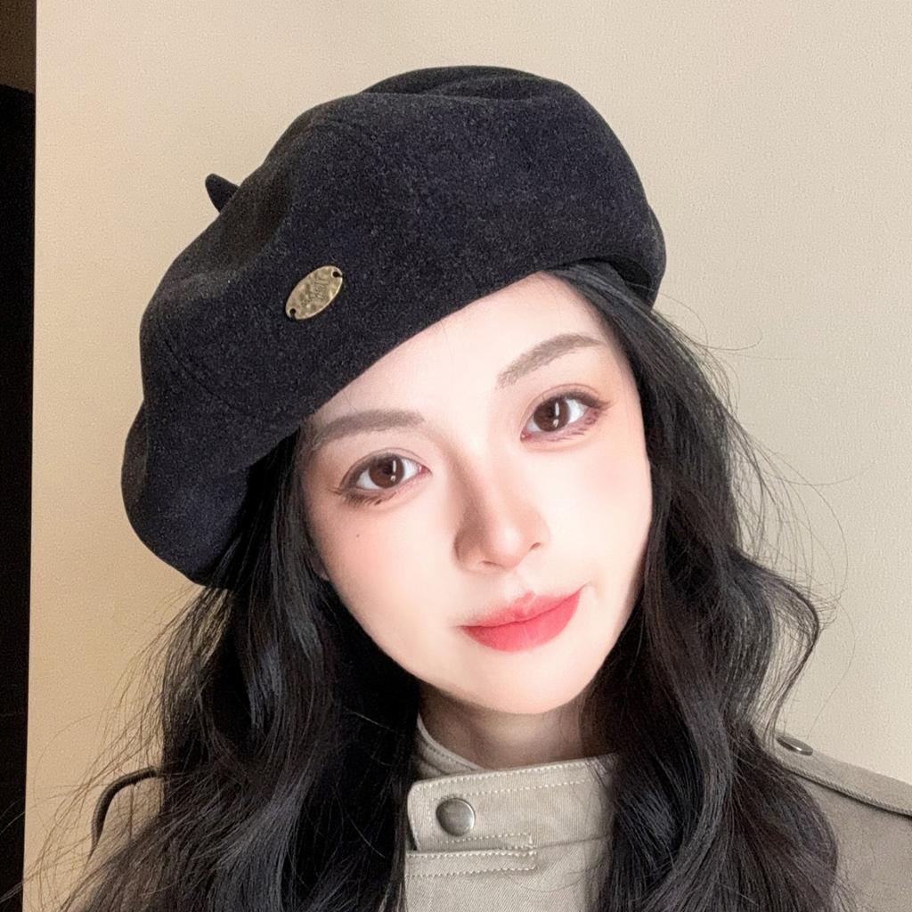 Solid color beret autumn dome naked casual youth shopping Korean version versatile unisex newsboy hat