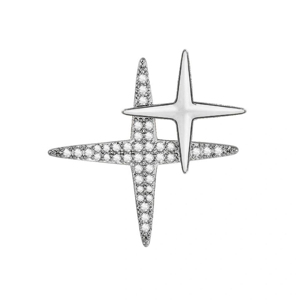 Unisex Brož s křížem a hvězdou se zirkony na klopu - Špendlík proti odhalení