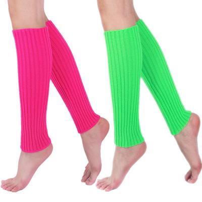 JK Women's Multicolor Fluorescent Knit Leg Warmers: Cozy Autumn/Winter Slouchy Boot Covers