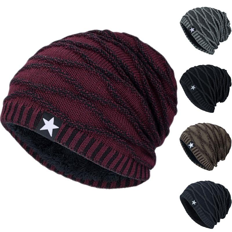 Knit Women Men Slouch Beanie Hat Winter Warm Thermal Faux Fleece Lined Ski Cap