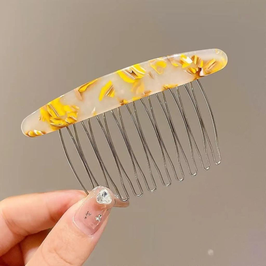 Exquisite Acetate Print Checkered Hair Comb Hairpin Vintage Side Hair Clip Hairgrip Fashion Hair Accessories For Women Headdress