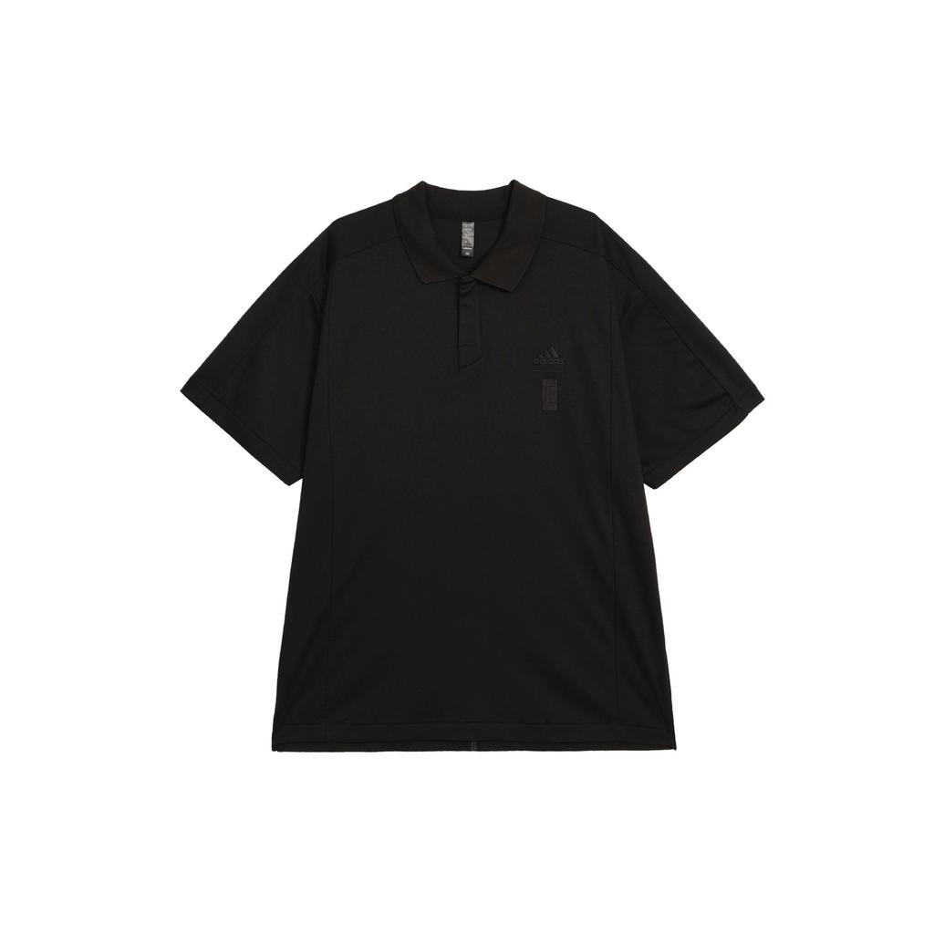 Adidas Solid Color Casual Training Short Sleeve Polo Shirt Men Tops Black JE6665