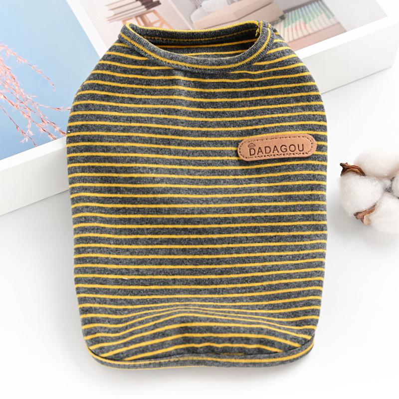 

Хлопковый стрейч одежда для домашних кошек и собак весенне-летняя тонкая полосатая майка для маленьких собак XXL светло-желтого