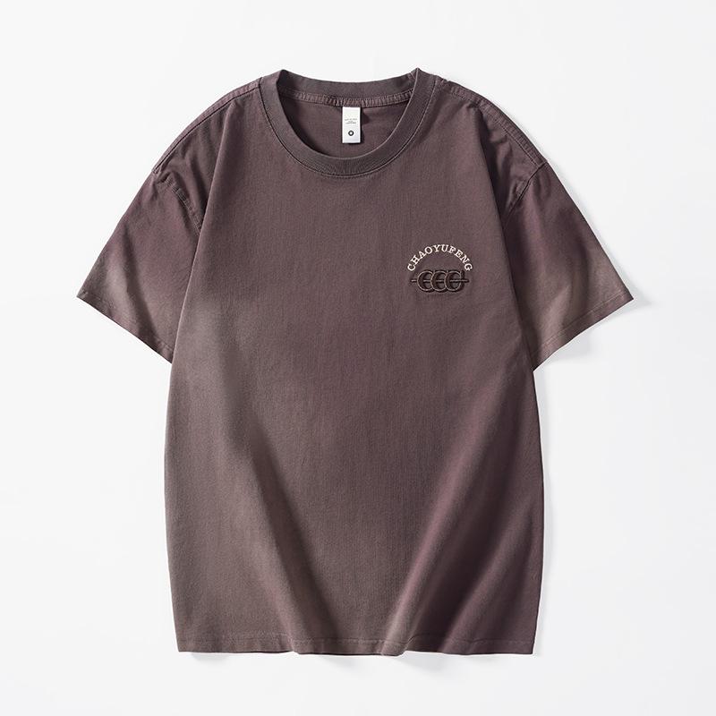 Heavy Washed Kurzarm-T-Shirt Herren Sommer Aktualisiert Große Größe Farbverlauf T-Shirt T-Shirt
