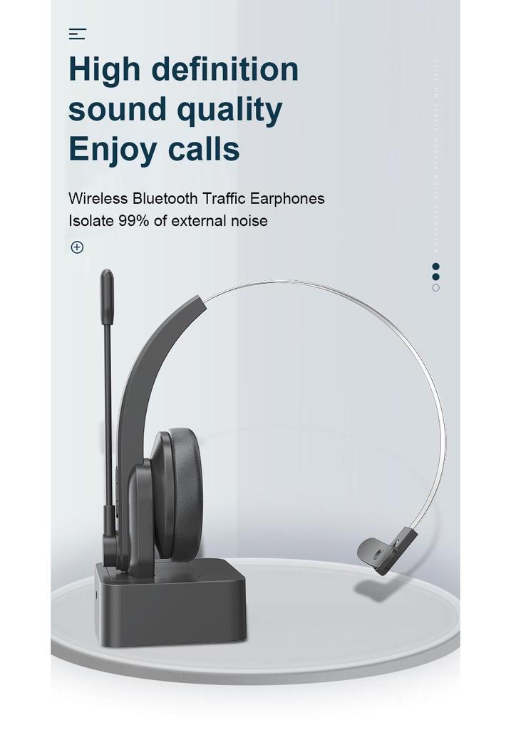 Bluetooth Wireless Headset for Customer Service, Truck Drivers, and Aviation