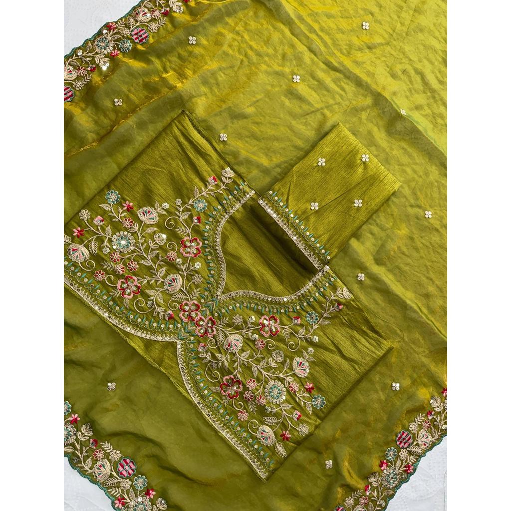 Luxury Wedding Glam Satin Silk Saree