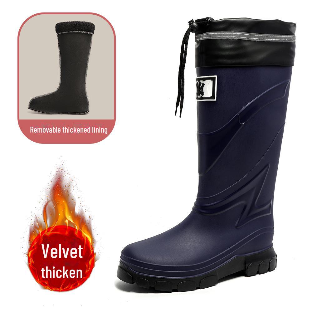 Herren Wasserdichte High-Top Regenstiefel: Stilvolle, rutschfeste Gummischuhe für Outdoor, Angeln und Autowäsche.