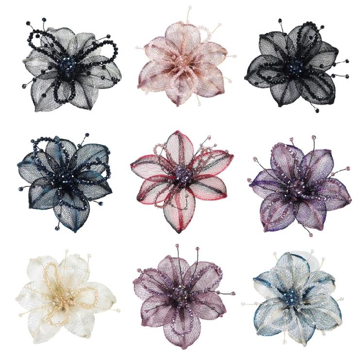 Flower Sewing Hair Clip Brooch for Wedding Dresses Artistic for Dress Wedding Bridal Dress Decorative Applique